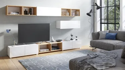 Produktbild von Mediawand Wohnwand 9 tlg - KAVOS 8 - Weiss Hochglanz