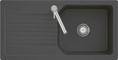 Produktbild von Villeroy & Boch 338601i4 Subway Style 60 S Einbauspüle Unterschrankbreite ab 60 cm mit Handbetätigung Graphite CeramicPlus - inkl.