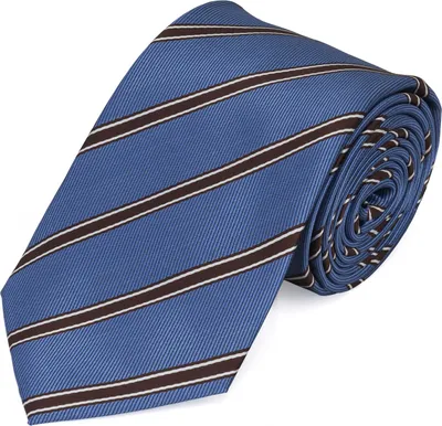 Produktbild von Fabio Farini - 1 Stück gestreifte Herren Krawatte - Tie mit Streifen in 6cm oder 8cm Breite Breit (8cm), Hellblau/Braun/Weiß