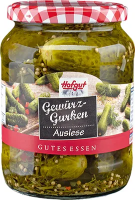 Image de Hofgut Cornichons Sélection avec des herbes fraîches et des oignons 720ml