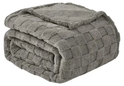 Productafbeelding van Zachte, pluizige fleece deken - Grijze plaid voor bank en bed, 200 x 230 cm