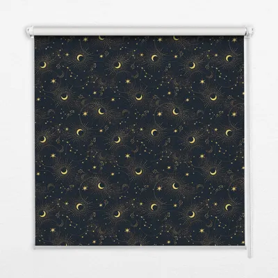Produktbild von Seitenzug-Rollo Fensterrollo Jalousie - Thermo-Rollo Verdunkelungsrollo - 150x180 cm - Mond und Sterne