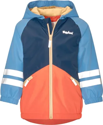 Immagine prodotto di Giacca impermeabile per bambini unisex Playshoes, foderata, colore blu navy/arancione, taglia 104