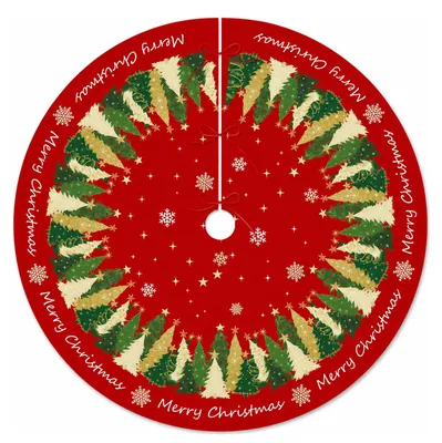 Weihnachtsbaumrock 120 cm, rot mit festlichem Motiv