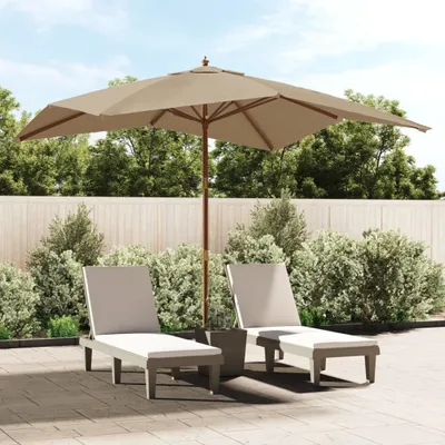 Produktbild von vidaXL Sonnenschirm mit Holzmast Taupe 300x300x273 cm