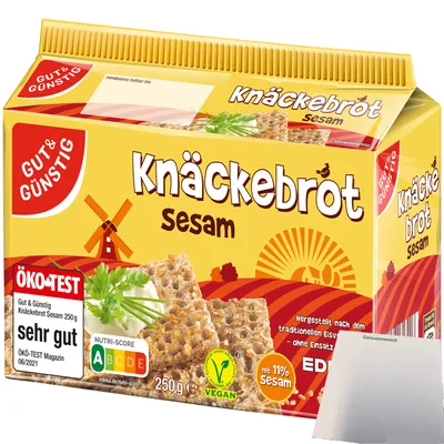 Produktbild von Gut & Günstig Knäckebrot Sesam (250g Packung) + usy Block