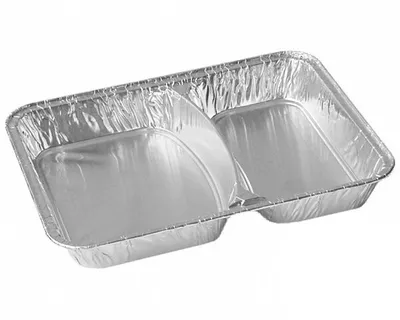 Produktbild von 100x Alu-Menüschalen Aluschalen 2-geteilt 1020 ml 227 x 177 x 39 mm