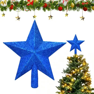 Weihnachtsbaumspitze Stern, 20 cm, blau, Kunststoff