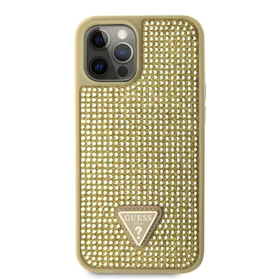 Obrázek produktu pro Guess Rhinestones Triangle Metal Logo Case pro iPhone 12 Pro Max Gold