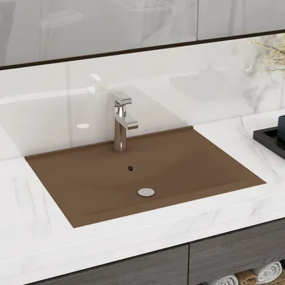 Produktbild von The Living Store Luxus-Waschbecken mit Hahnloch Matt-Creme 60x46 cm Keramik