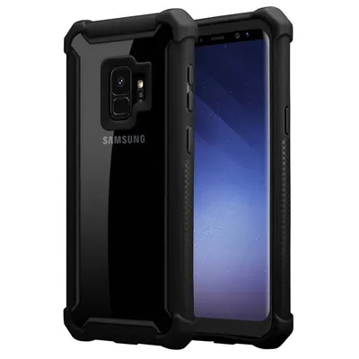 Obrázek produktu pro Cadorabo pouzdro pro Samsung Galaxy S9 ochranný kryt v černé barvě pouzdro na mobilní telefon TPU silikonový okraj skleněná zadní strana akrylátová