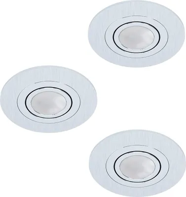 Produktbild von EGLO 3er-Set Einbaustrahler Areitio, Spots Set, 3 Einbauleuchten mit GU10 , LED Leuchtmittel inklusive, Spot flach, schwenkbar, Ø 11 cm