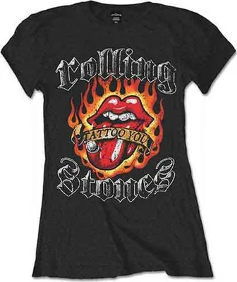 Produktbild von The Rolling Stones Flaming Tattoo Tongue Black S Damen T-Shirt
