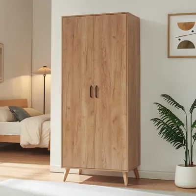 Produktbild von Kleiderschrank 'Norg' 191 x 80 x 52 cm mit 2 Türen 1 Kleiderstange und 1 Fach Eicheoptik