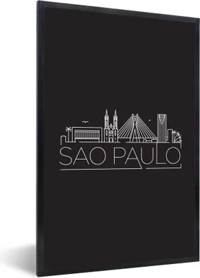 Produktbild von MuchoWow® MuchoWow® Gerahmtes Poster Stadtbild "Sao Paulo" vor schwarzem Hintergrund 40x60 cm - Poster mit zchwarzem Bilderrahmen - Papierdruck - Wandbilder