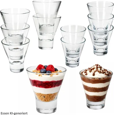 Zdjęcie produktu dla YPSI 12x szklanki deserowe 150 ml i 170 ml stożkowe deserowe przekąski shoty