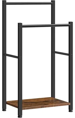 Produktbild von Handtuchständer stehend mit 2 Stangen 42 x 24 x 80 cm Dunkelbraun/Schwarz