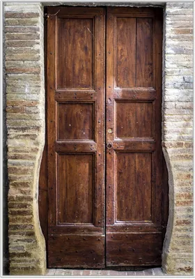 Produktbild von Wallario Wandbild Holztür braun, Größe: 70,30 x 100,30 cm, Poster mit weißem Kunststoffrahmen