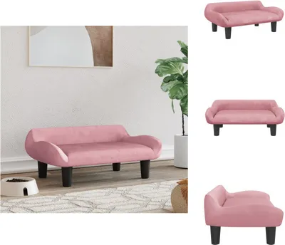 Image de vidaXL Lit pour chien rose 70x40x24 cm velours - Lits pour chiens