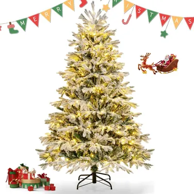 Produktbild von 180cm Künstlicher Weihnachtsbaum mit Beleuchtung & Schnee, mit 350 warmweißen LEDs, Tannenbaum mit 1022 Zweige