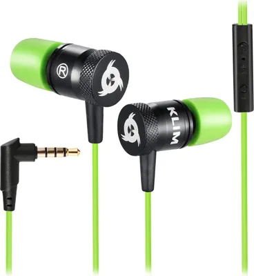 Produktbild von KLIM Fusion Kopfhörer in Ears mit Mikrofon - Langlebig - Innovativ: In-Ear Kopfhörer mit Memory Foam - 3.5 mm Jack - Sport Gaming In Ear Kopfhörer - Grün