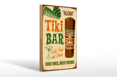 Produktbild von Holzschild 20x30cm Tiki Bar Aloha Exotic Food