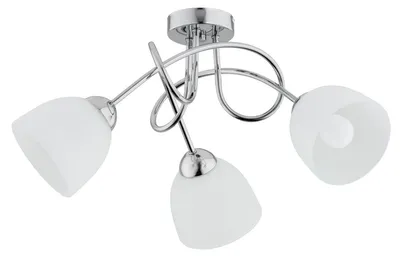 Immagine prodotto di Lampada da soffitto con paralumi in vetro TECTUS, cromata e bianca, 3xE27x15W, metallo, dimensioni: 27x52x52 cm, IP20, Alfa