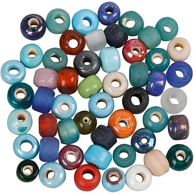 Produktbild von Glasperlen, D 9 mm, Lochgröße 2,5-3 mm, ca. 680 Stk, Sortierte Farben, 500 g/ 1 Pck [HOB-69280]