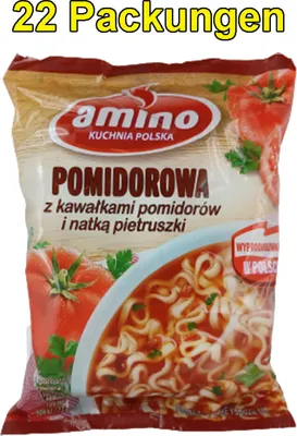 Produktbild von Amino Pomidorowa Polnische Instant Tomatensuppe 22er Pack (22 x 61g)
