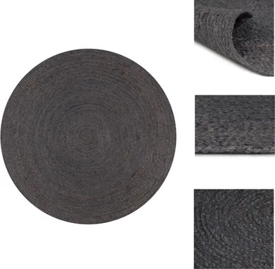 Produktbild von vidaXL Teppich Handgefertigt Jute Rund 150 cm Dunkelgrau -  Teppiche