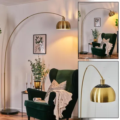Produktbild von Gavirate Stehlampe aus Metall m. Marmorfuß in Schwarz/Gold/Messing gebürstet