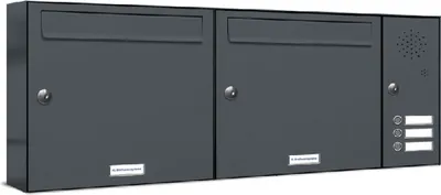 Produktbild von 2er Briefkasten Anlage Aufputz - Wandmontage RAL 7016 Anthrazit 3 Klingel