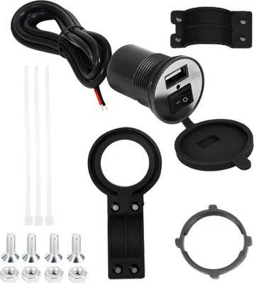 Immagine prodotto di Porta telefono da manubrio per moto impermeabile caricatore USB DC 12V con interruttore (nero)