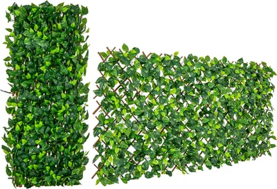 Zdjęcie produktu dla COSTWAY Sztuczny bluszcz ogrodowy ekran prywatności 180x90cm, roślinny żywopłot ścienny liście bluszczu, żywopłot roślinny na żywopłoty ogrodowe, wiklina zielona