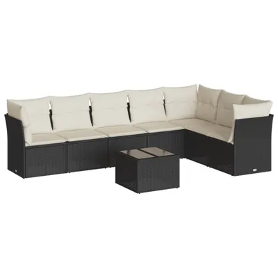 Produktbild von vidaXL 8-tlg. Garten-Sofagarnitur mit Kissen Schwarz Poly Rattan