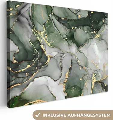 Obrázek produktu pro OneMillionCanvasses® - Plátno na zeď - Luxusní - Mramor - Zelená, nástěnná malba, nástěnné dekorace obrazy obývací pokoj, 120x90cm