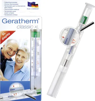 Zdjęcie produktu dla Termometr, bezrtęciowy, Geratherm Classic, szklany z lupą, 1 sztuka