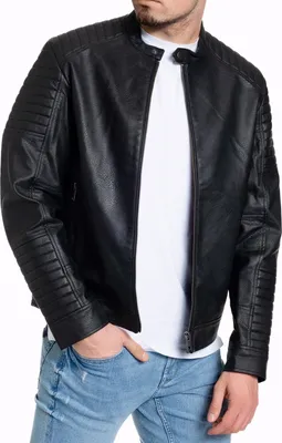 Produktbild von Jack & Jones Lederjacke Herren Bikerjacke Kunstlederjacke schwarz, Tate-Lederjacke-S