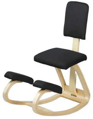 Zdjęcie produktu dla Krzesło zdrowotne Kniehocker, ergonomiczne krzesło do siedzenia na kolanach, idealne do pracy biurowej, medytacji w domu, wykonane z drewna brzozowego, kolor czarny. | Aktywne siedzenie | 6,3 kg | 84 x 51 x 93 cm