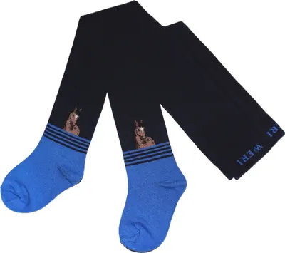 Produktbild von Kinderstrumpfhosen für Mädchen aus Baumwolle Pferdchen Marine Größe 98-104