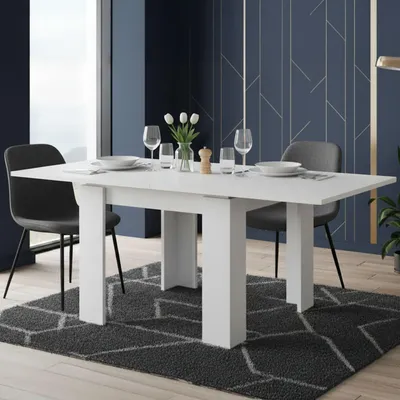 Produktbild von Dmora Ausziehbarer Tisch Popoli 180x90x78h cm Weiß, Erweiterbar mit Buchmechanismus