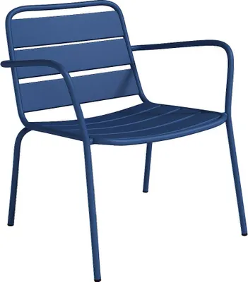 Produktbild von Stapelbarer niedriger Gartenstuhl aus Metall in Marineblau MIRMANDE