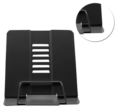 Image de Support de bureau en métal, portable, multifonctionnel, pliable, pour lire, idéal pour les étudiants, de couleur noire