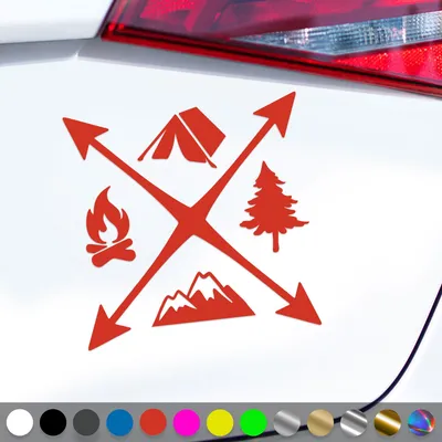 Produktbild von PantherPixel Camping Aufkleber Wandern Camper Bus Wohnmobil Zelten Sticker Auto Geschenkidee Farbe Rot