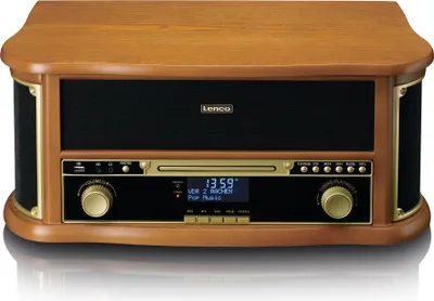 Image de Classic Phono TCD-2571WD - Platine vinyle en bois au design rétro avec Bluetooth®, radio DAB+/FM, encodage USB, lecteur CD, lecteur de cassettes et haut-parleurs intégrés - bois