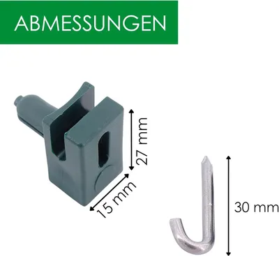 Produktbild von Spanndrahthalter mit Edelstahl-Hakennagel in moosgrün