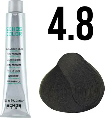 Produktbild von ECHOSLINE | Haarfarbe 4.8 - 100ml - Professionelle Kolorierung - Mit Vitamin C und Bienenwachs