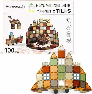 Obrázok produktu pre Magnetická stavebnica natural 100ks - Magnetic Tiles
