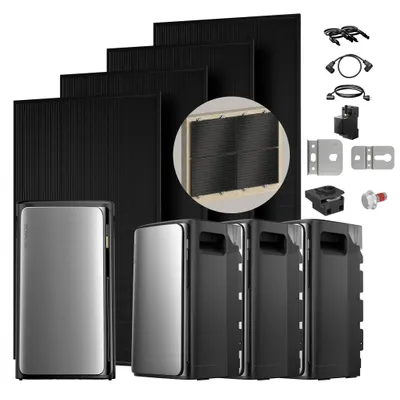 Produktbild von Powerness Balkonkraftwerk mit Speicher, EcoFlow STREAM Ultra & 3x AC Pro Erweiterungsakku & 4x 500W Module & 4x Fischer Fassadenhalterung