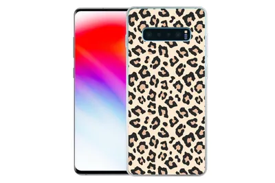 Produktbild von MuchoWow® Handyhülle Schutzhülle Hülle für Samsung Galaxy S10 Plus Weiß - Rosa - Leopardenmuster Silikon Softcase Handy Hülle - Schutzhülle
